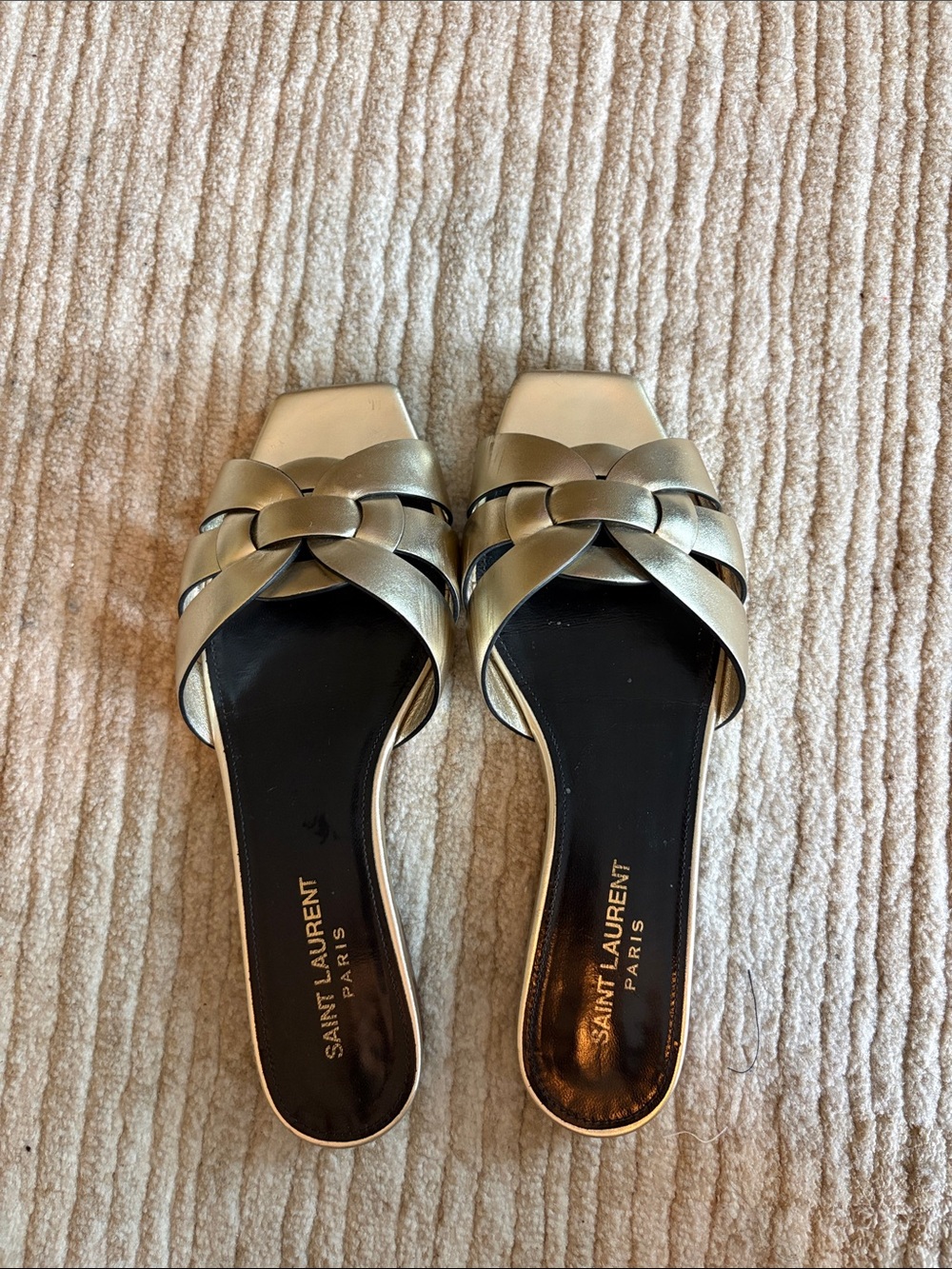 Saint Laurent Tribute Sandals Gold 6.5